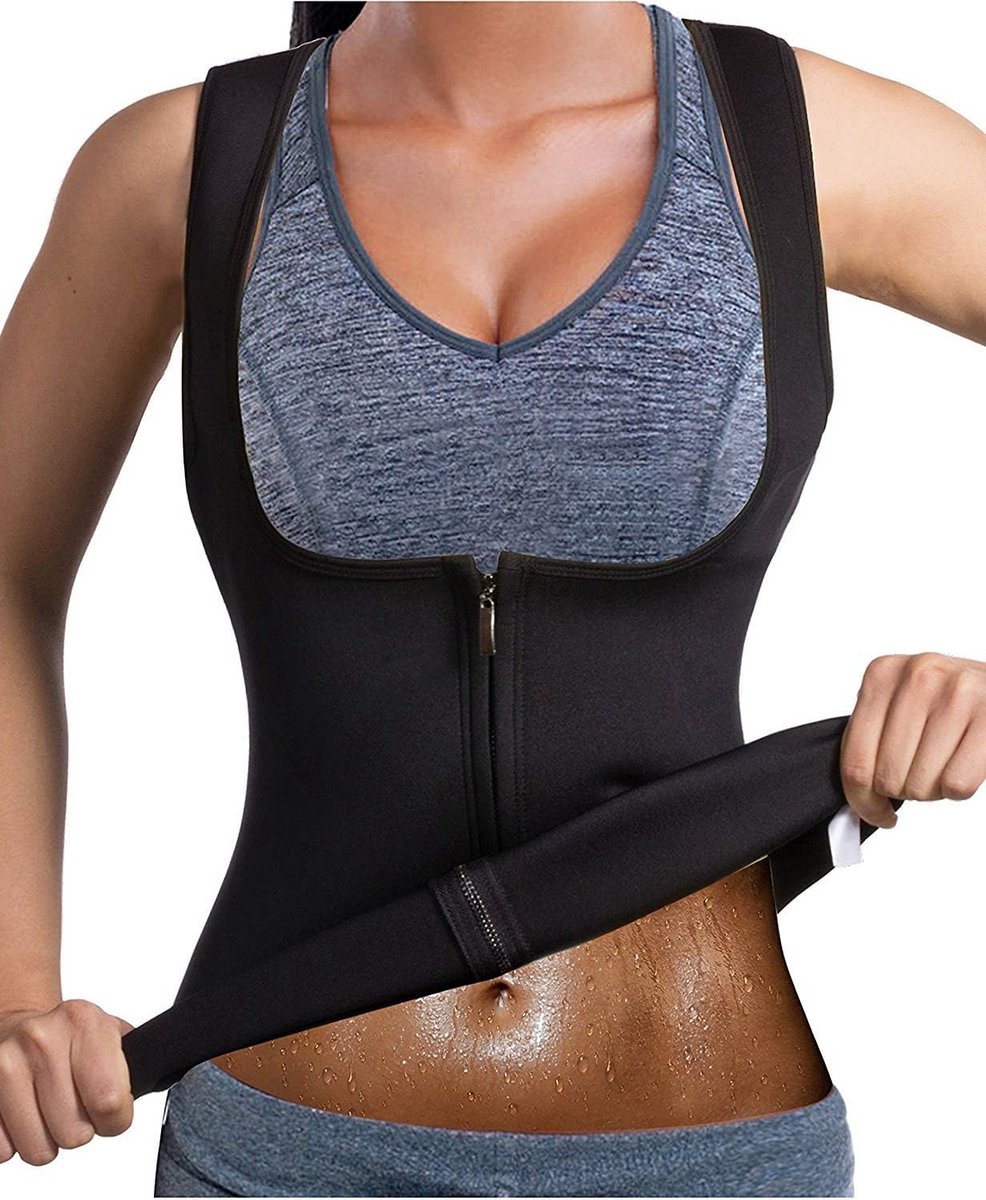 Neopreen Sauna Vest voor Dames - Zwart Compressie Vest voor Zweten en Figuurcorrectie