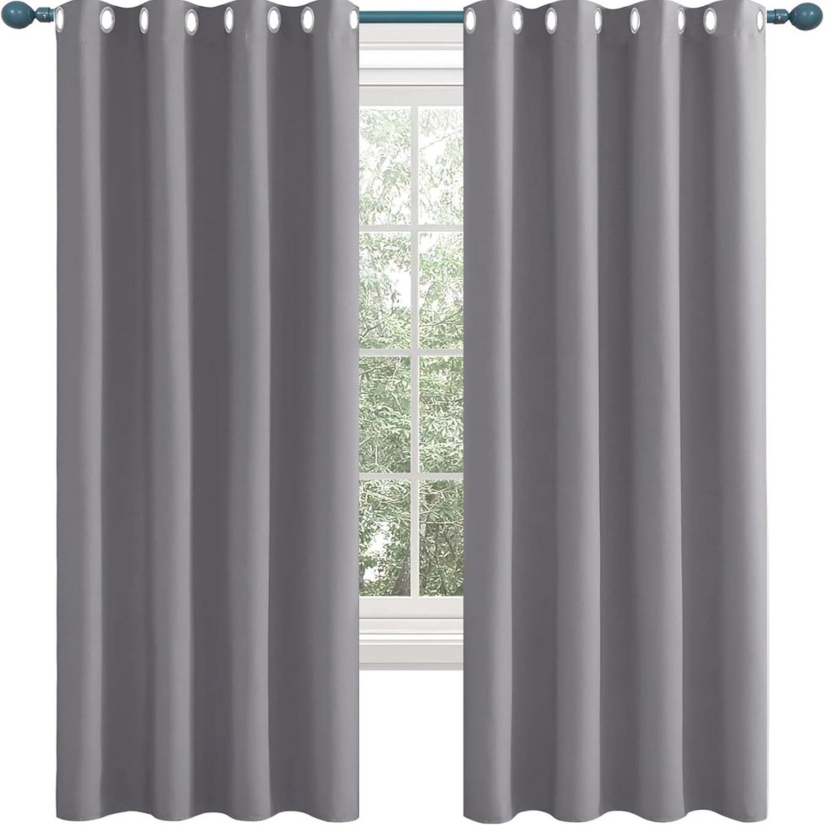 Set van 2 Thermische Verduisterende Gordijnen met Oogjes - 45x105 cm - Lichtgrijs - Isolat