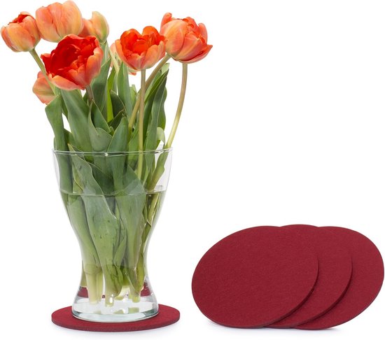 COM-FOUR® 4x vilten onderzetters - tafelbeschermers van robuust vilt - voet voor potten, glazen, schalen en vazen - ronde beschermmat voor tafels en