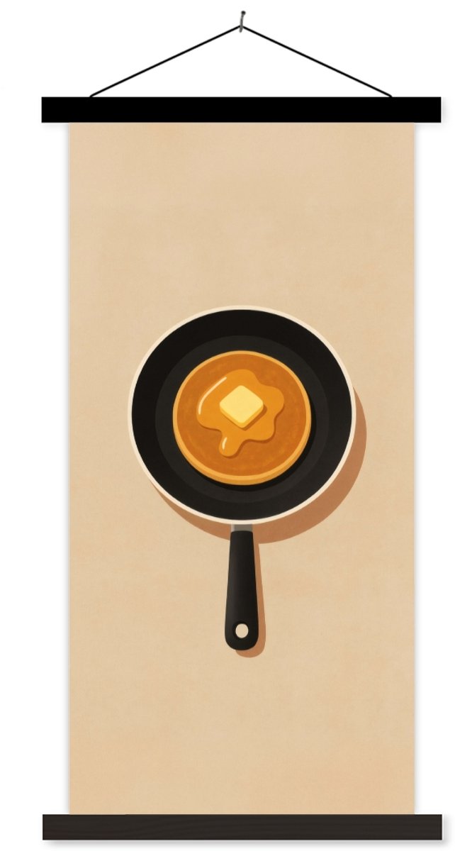 Posterhanger incl. Poster 90x180 cm - Schoolplaat - Pannenkoek - Koekenpan - Boter - Minim
