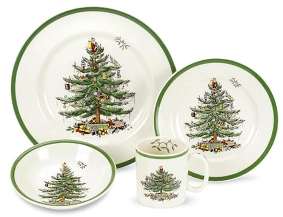Kerstboom 4-Delige Dinerset voor 1 Persoon