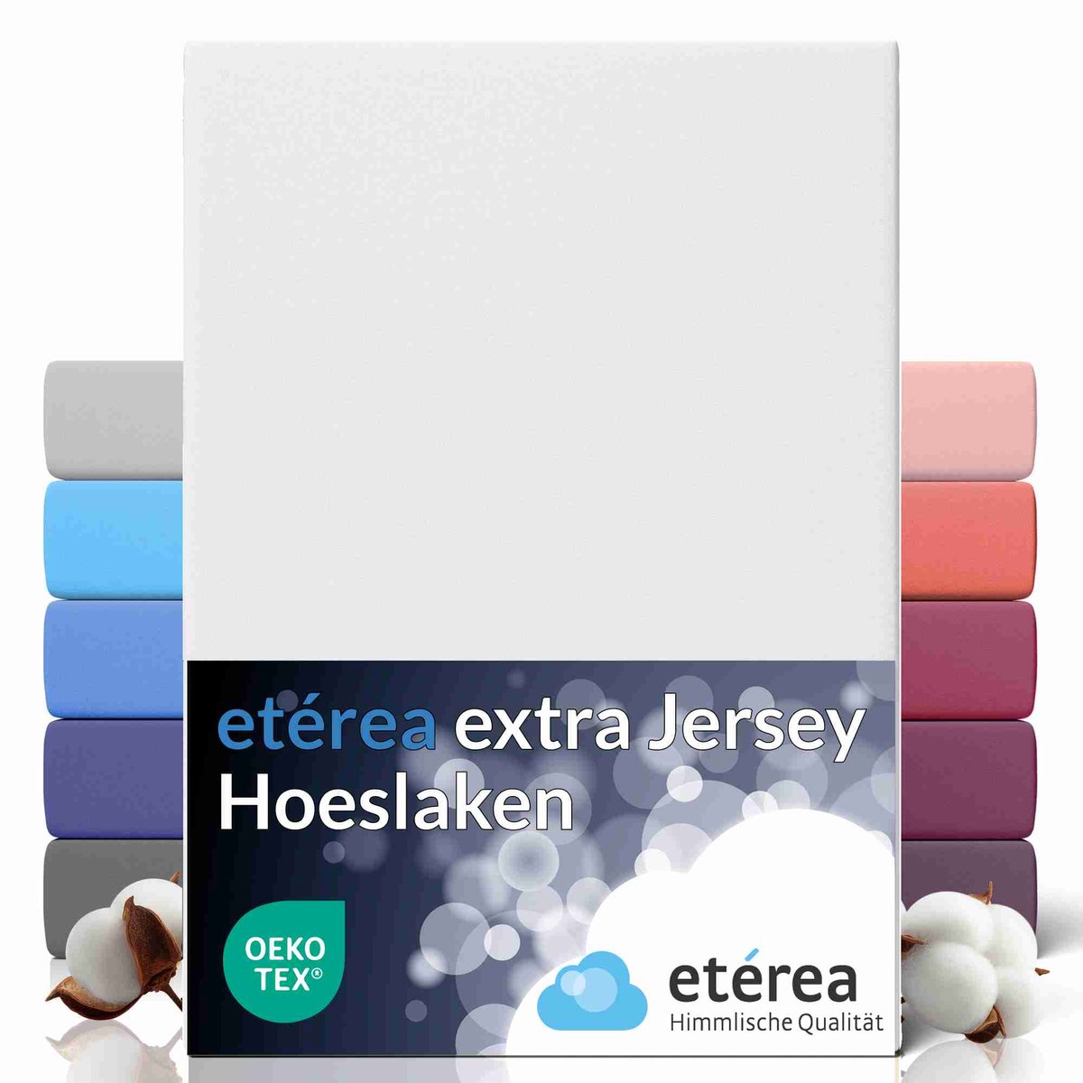etérea Extra Jersey Hoeslaken 240x220 cm - Oekotex - 100% katoen - bis 35 cm - Wit