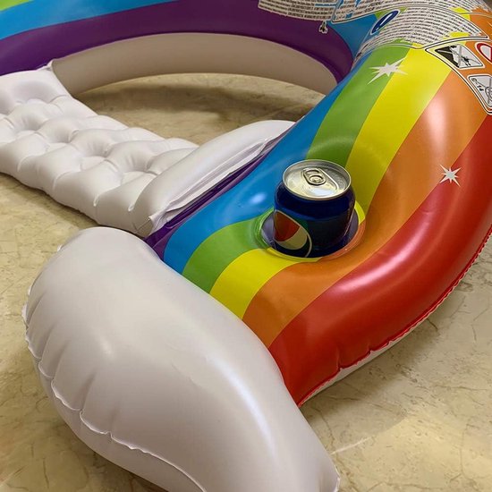 Opblaasbare Zwembad Float Regenboog met Bekerhouders voor Volwassenen en Kinderen — afbeelding 4
