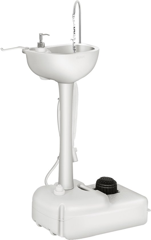 COSTWAY Lavabo de camping avec réservoir d'eau 17 litres & pompe à pied & porte-serviettes station de lavage mobile bac de rinçage lavabo portable pour jardin événements outdoor 51 cm x 33 cm x 102 cm