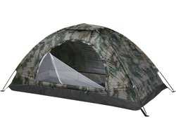 Enkele Kampeertent 1-Persoons – 200x100x100cm – Waterdicht & UV-bestendig – Digitale Camo Koepeltenten – Lichtgewicht Pop-up Tent met Draagtas – Geschikt voor Camping, Strand en Festival