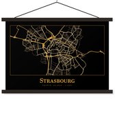Porte-affiche avec affiche - Affiche scolaire - Carte - Strasbourg - Or - Zwart - 120x80 cm - Lattes noires