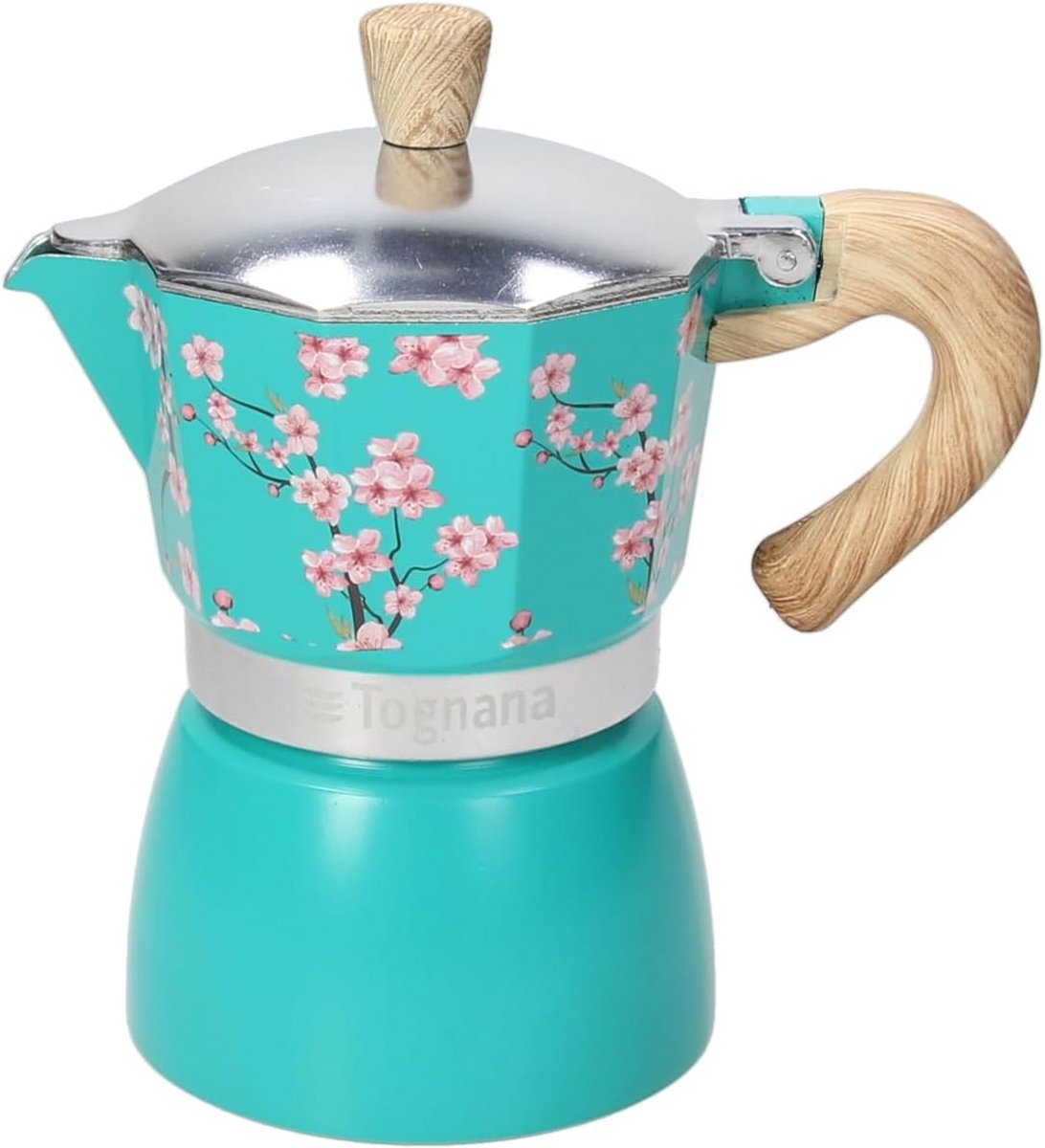 Espressomachine voor 3 kopjes, aluminium, blauwgroen