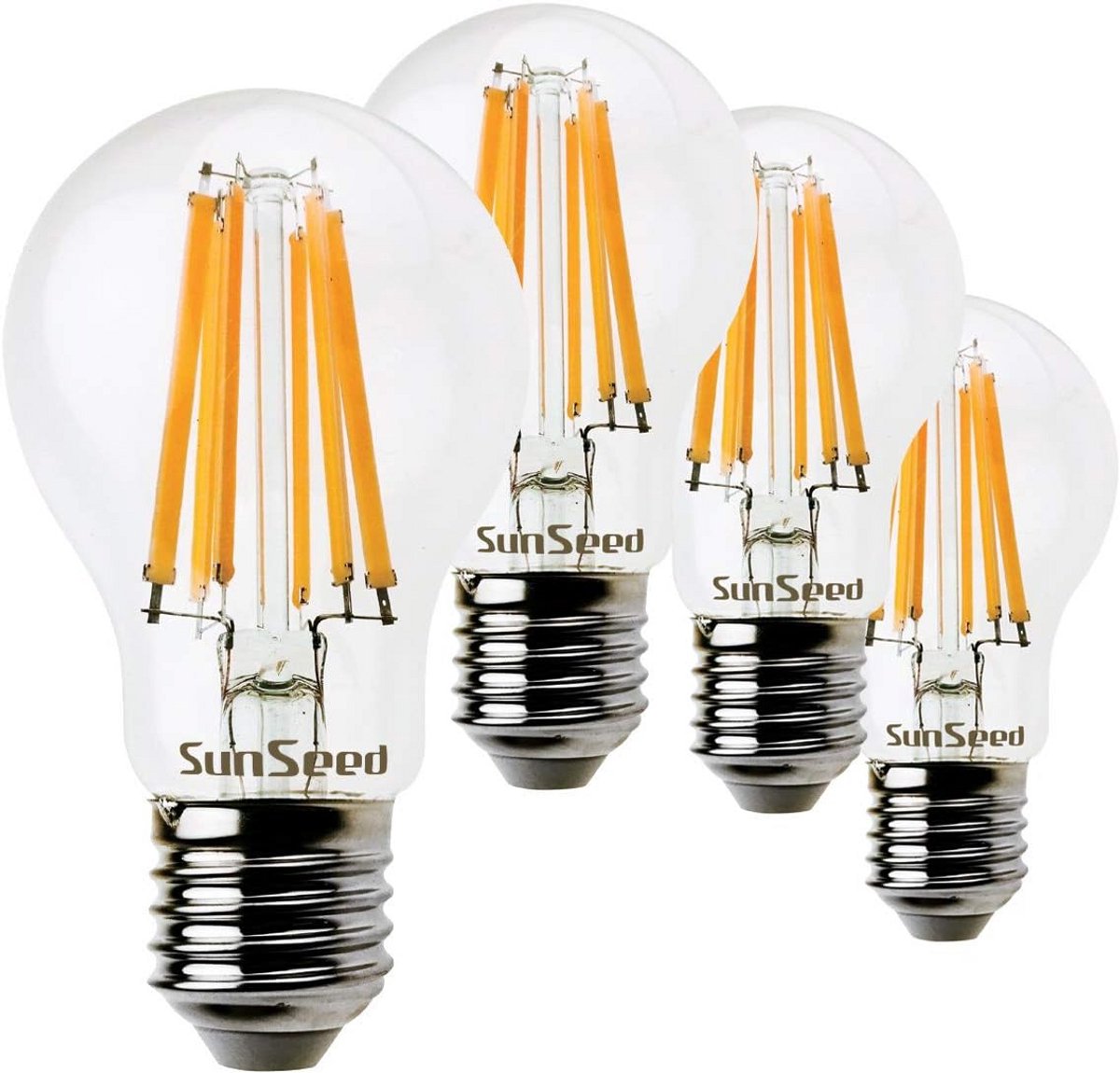 4x E27 LED Filament Lampen 10W Warm Wit Licht 1200 Lumen Dimmbaar A60 Stijl