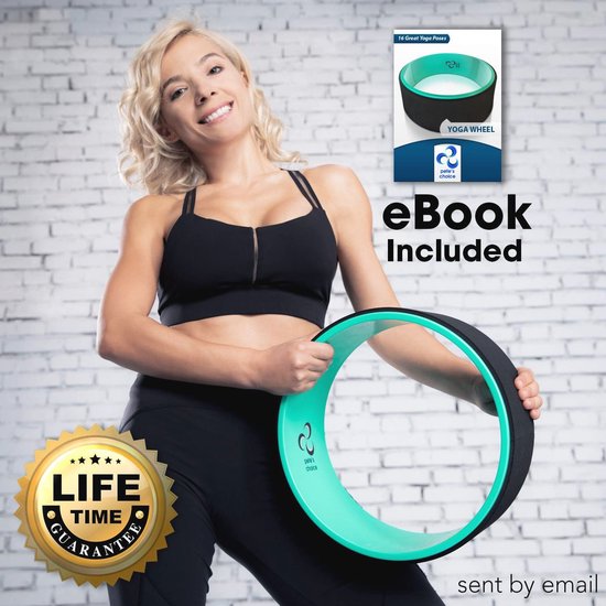 Yoga wiel met eBook en yogariem voor flexibiliteit en rugstrekken — afbeelding 4