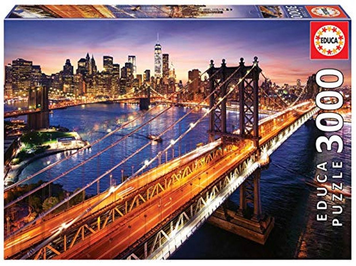 Puzzel van 3000 stukjes, Manhattan bij zonsondergang, 120 x 85 cm, incl. Service voor verloren stukken