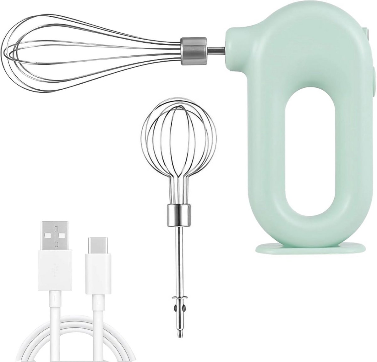 Draadloze Mini Handmixer met 4 Snelheden - Oplaadbare Elektrische Eiklopper