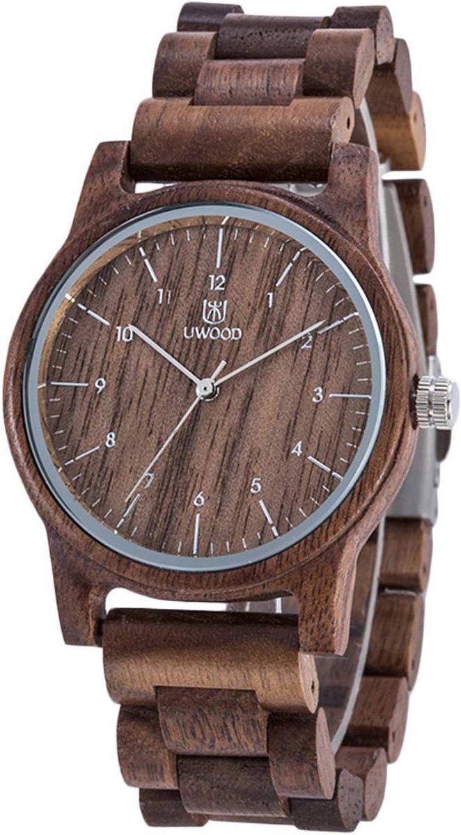 Houten Herenhorloge Analoog Kwarts Licht Nautisch