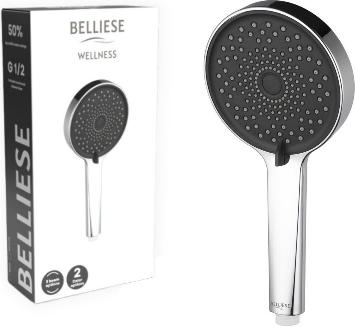 Belliese Wellness Douchekop - Douchekop - Waterbesparend - 3 standen - Chroom