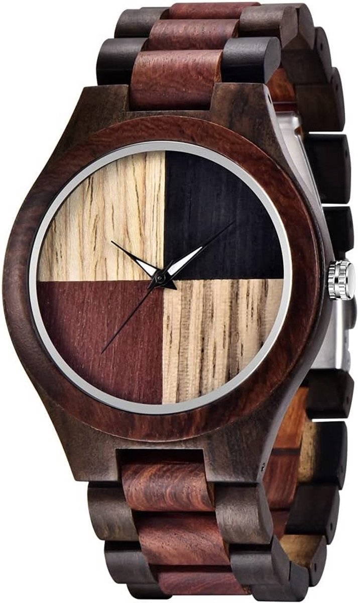 Uniek Handgemaakt Houten Dameshorloge met Japans Kwartsuurwerk