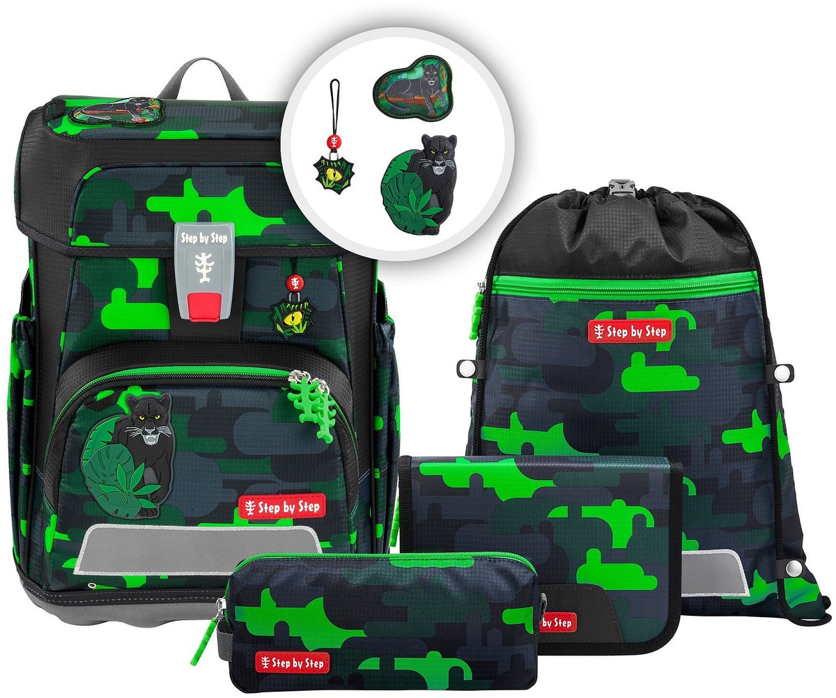 Step by Step schooltas Cloud Schulranzen-Set 5-delig Black Cat Chiko groen