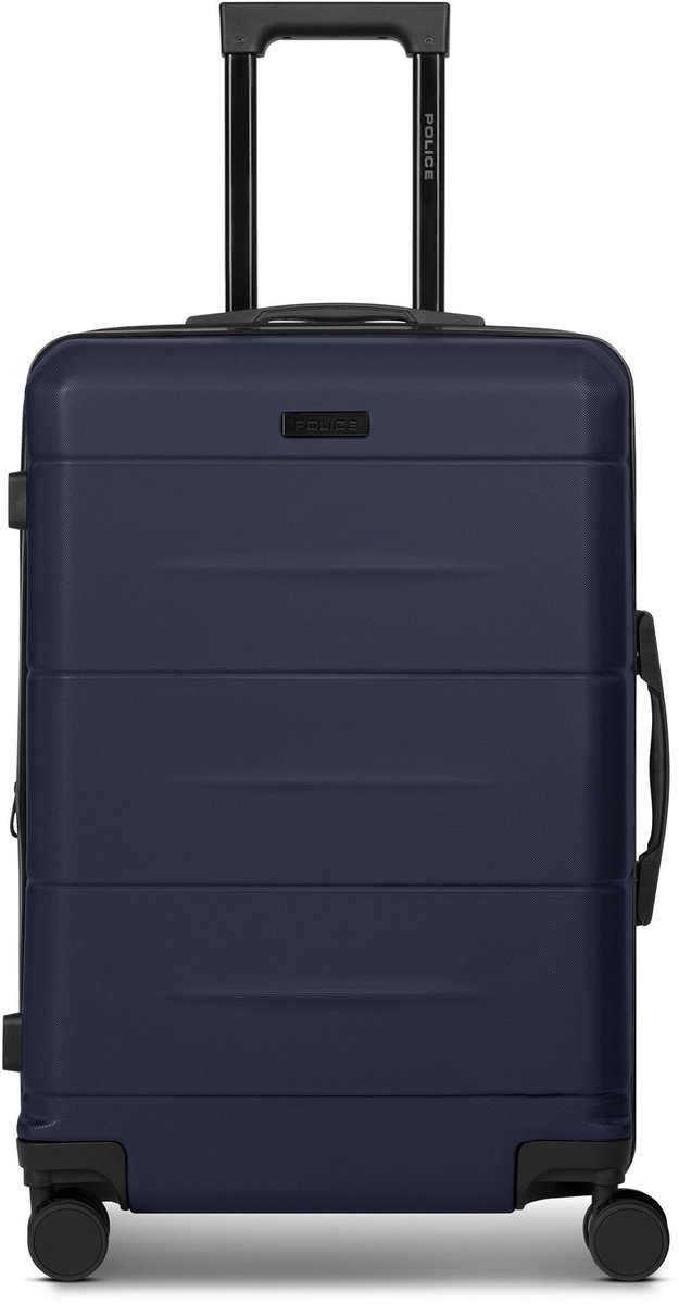 Police London 4 wielen Trolley 64 cm met uitbreidingsplooi - Harde bagage - Combinatieslot - dark navy