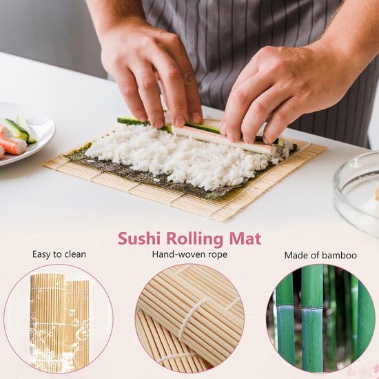 Bamboe sushi-rolmat voor het zelf maken van sushi - natuurlijke rolmat van bamboe Bamboe sushi-rolmat voor het zelf maken van sushi - natuurlijke rolmat van bamboe