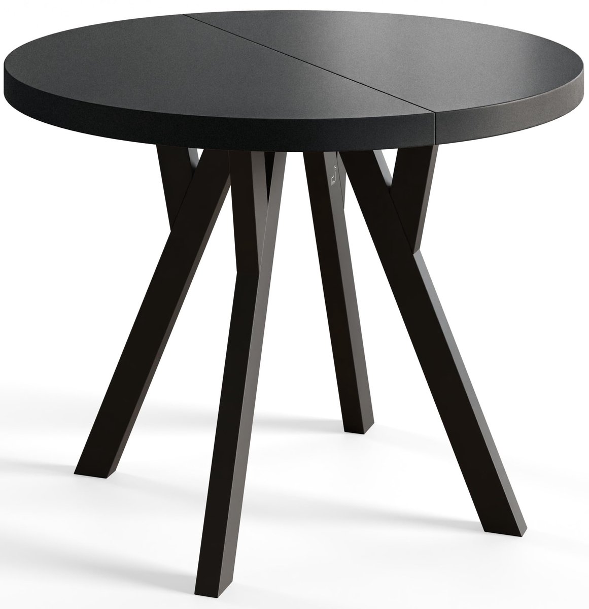 Ronde Tafel Uitschuifbare, Eettafel, Diameter 100 cm - 200 cm, Zwart, Verzameling Ovo