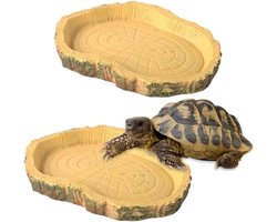 2 bowls voor water en voedsel voor reptielen - accessoires voor schildpadden - platte voeder- en drinkkommen
