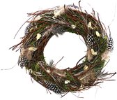Paaskrans met paaseieren en lange hazenoren, paashaasslinger, woondecoratie, rekwisieten, paasgeschenken, paaseieren, bloemen, wandkrans, lentekrans (grijs, één maat Paaskrans met paaseieren en lange hazenoren, paashaasslinger, woondecoratie, rekwisieten, paasgeschenken, paaseieren, bloemen, wandkrans, lentekrans (grijs, één maat