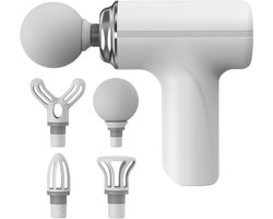 Massagegun - massage apparaat - Hand Spierrug Massager - Massage Gun Mini - Draagbare Hand Spierrug Massager - Nekontspanning Verlichtingsapparaat - 6 standen - 4 opzetstukken - Thuis Kantoor Fitness - Wit