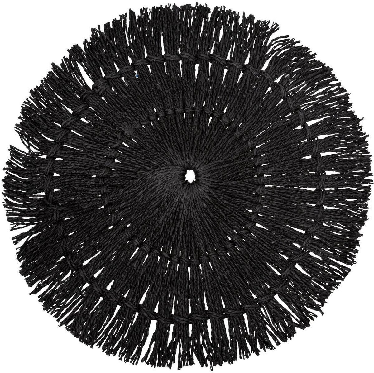 Secret de Gourmet Placemat Raffia - zwart - D38 cm - rond - tafel onderleggers