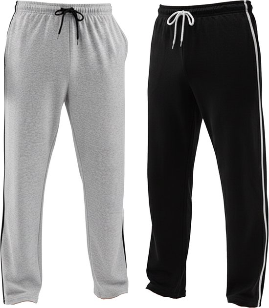 Milanoro - Pantalons de survêtement Homme - L - Set de 2 - Coupe Regular - Jambe Droite - Grijs/ Zwart