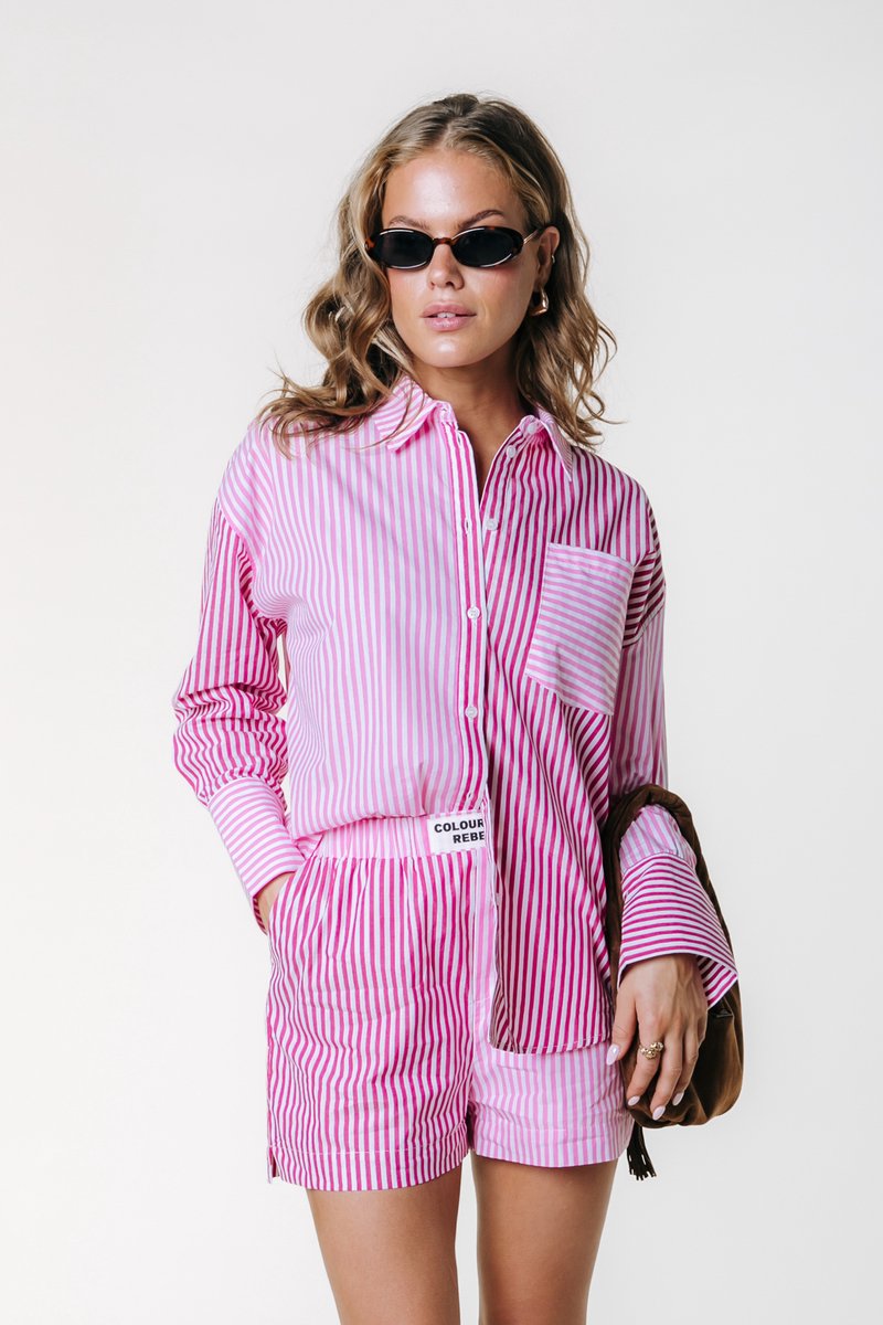 Colourful Rebel Talia Contrast Stripe Blouse- XXL