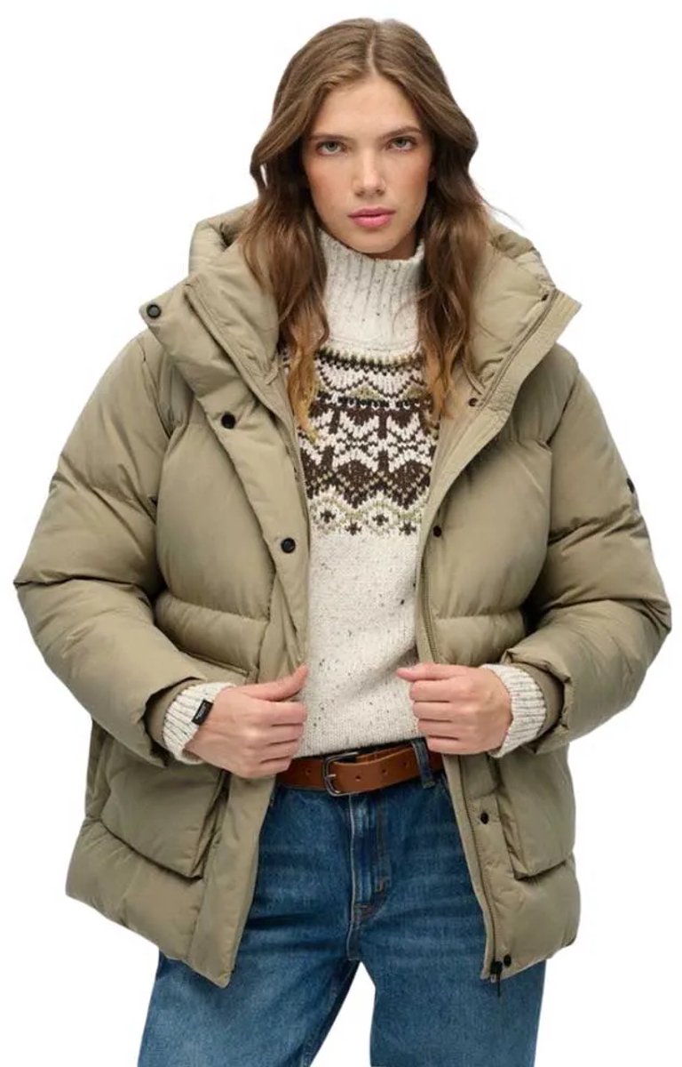 Superdry Korte Duvet pufferjas Dames Gewatteerde jassen Beige