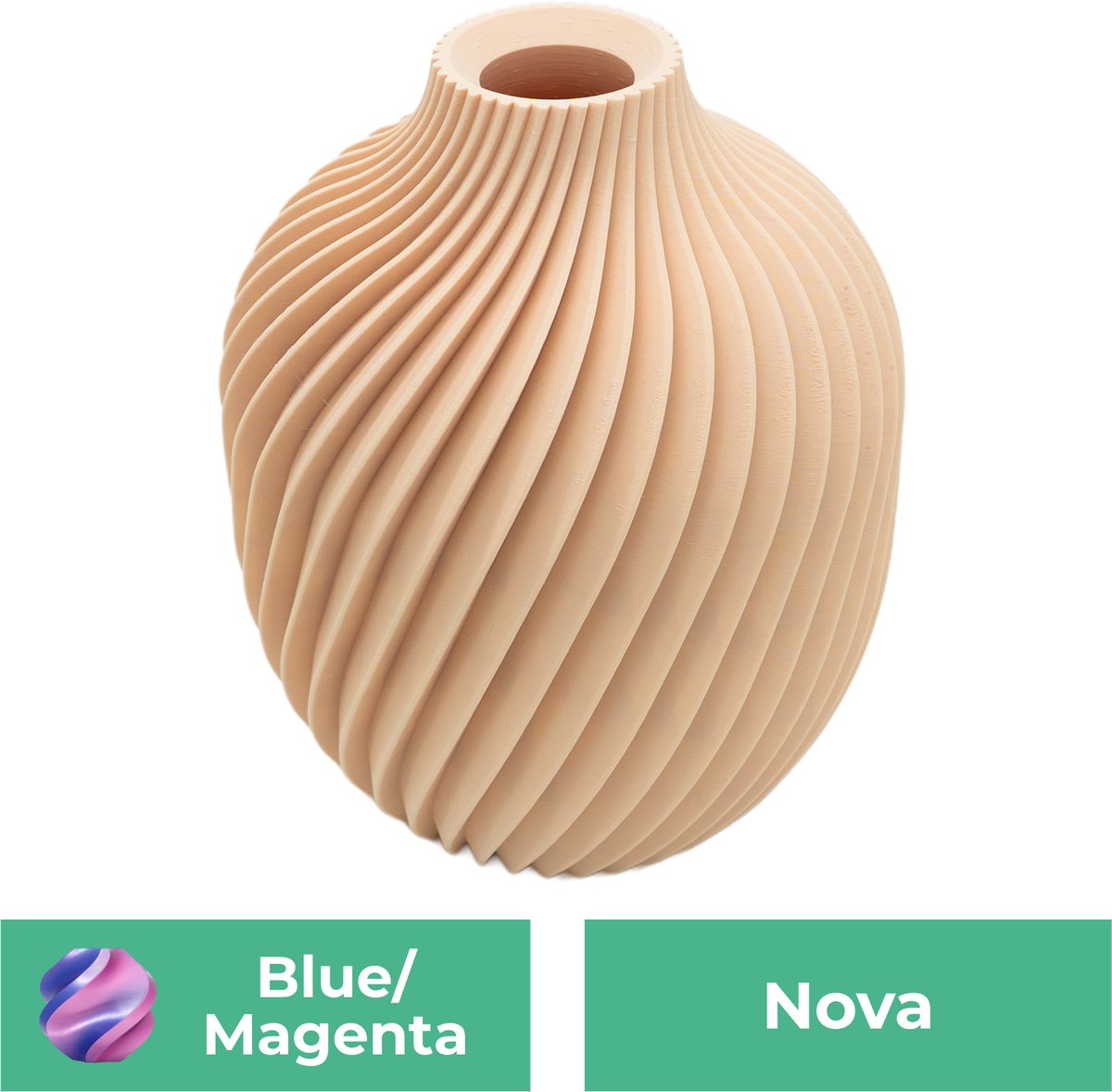 Lovora Nova moderne vaas – Decoratieve vaas - Blauw / Paars - 3d geprinte vaas – geschikt voor droogbloemen - 34CM