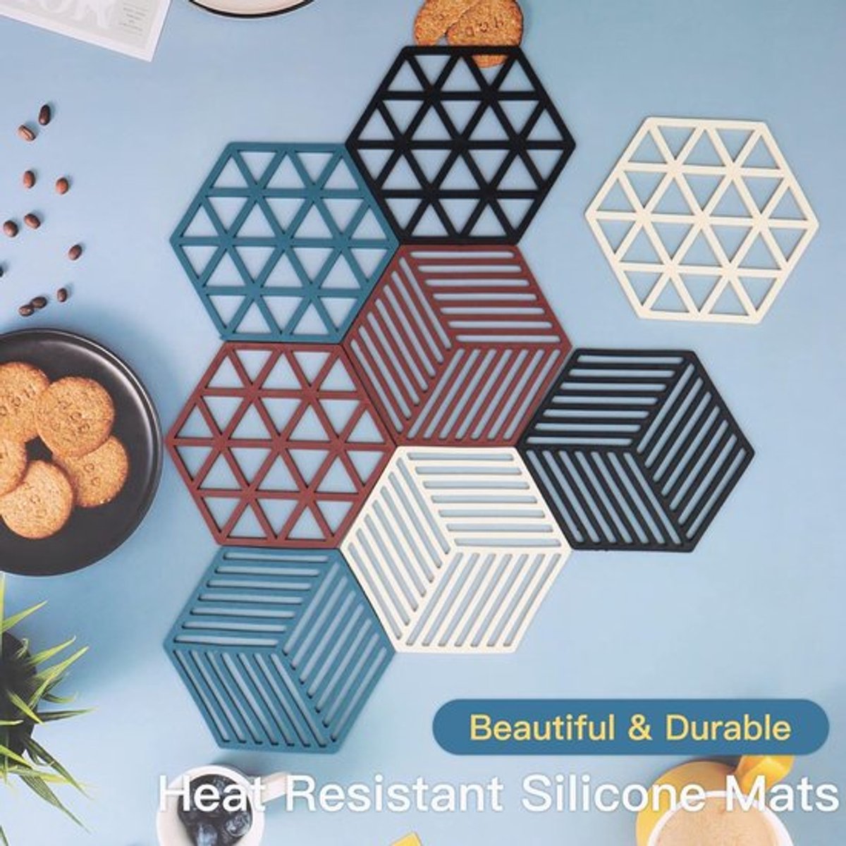 Pannen Onderzetters - 8 stuks - Siliconen Onderzetter Mat set - Multifunctioneel keukengereedschap voor kommatten, vaatmatten en placemats