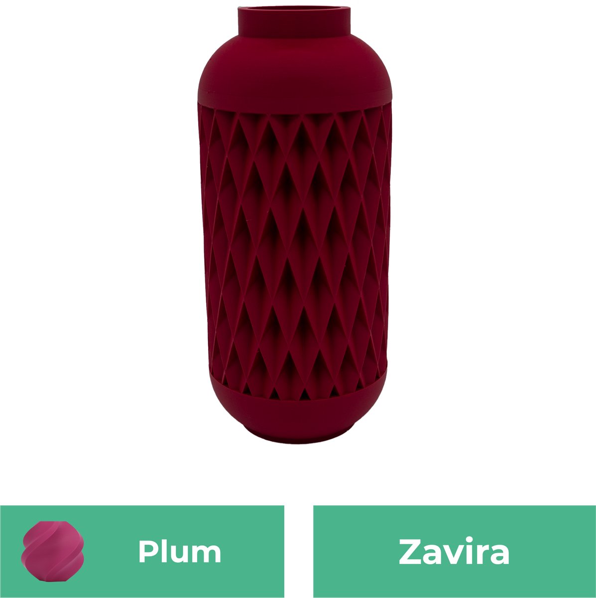 Lovora Zavira moderne vaas – Decoratieve vaas - Plum - 3d geprinte vaas – geschikt voor droogbloemen - 25CM