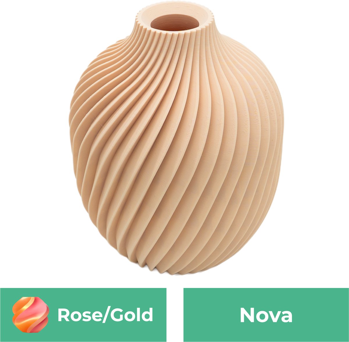 Lovora Nova moderne vaas – Decoratieve vaas - Roze / Goud - 3d geprinte vaas – geschikt voor droogbloemen - 25CM