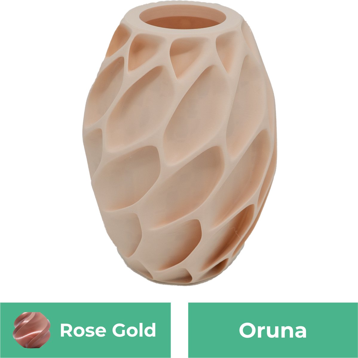 Lovora Oruna organische vaas – Decoratieve vaas - Rose Gold - 3d geprinte vaas – geschikt voor droogbloemen - 20CM