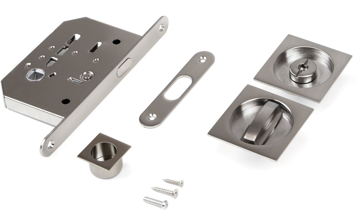 Emuca Kit van Sloten kit met ronde grendel voor schuifdeur, diameter 57mm, Staal, Zwart gelakt