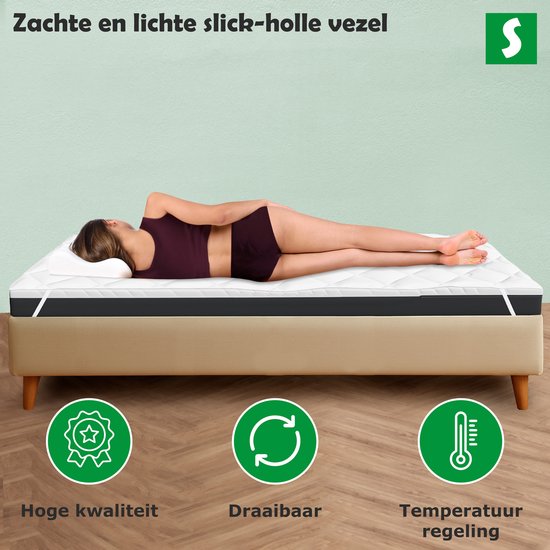 Sweetnight Topper matras 150 x 190 cm, 5 cm hoogte, visco-elastische gel- matrasoplegger, zacht en ademend matras met afneembare en wasbare overtrek, 150 x 190 x 5 cm