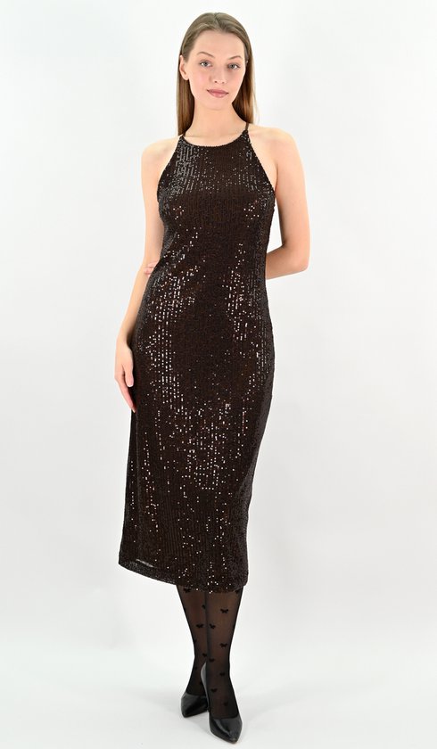 Zwarte galajurk met glitter en blote rug | Aimee avondkleding