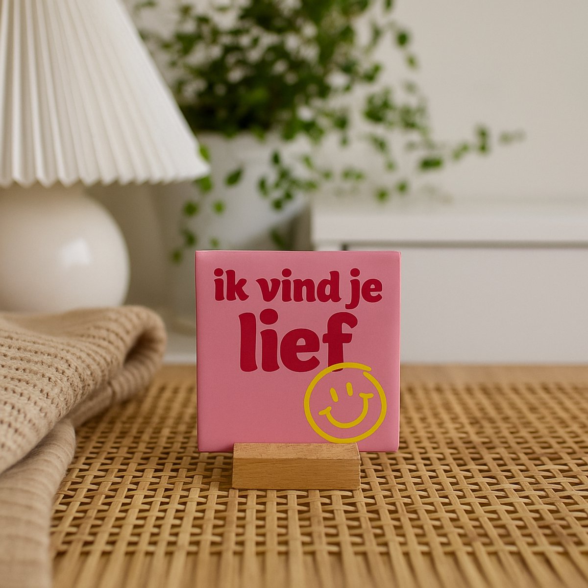 Ik vind je lief - Keramische decoratie tegel - Valentijn