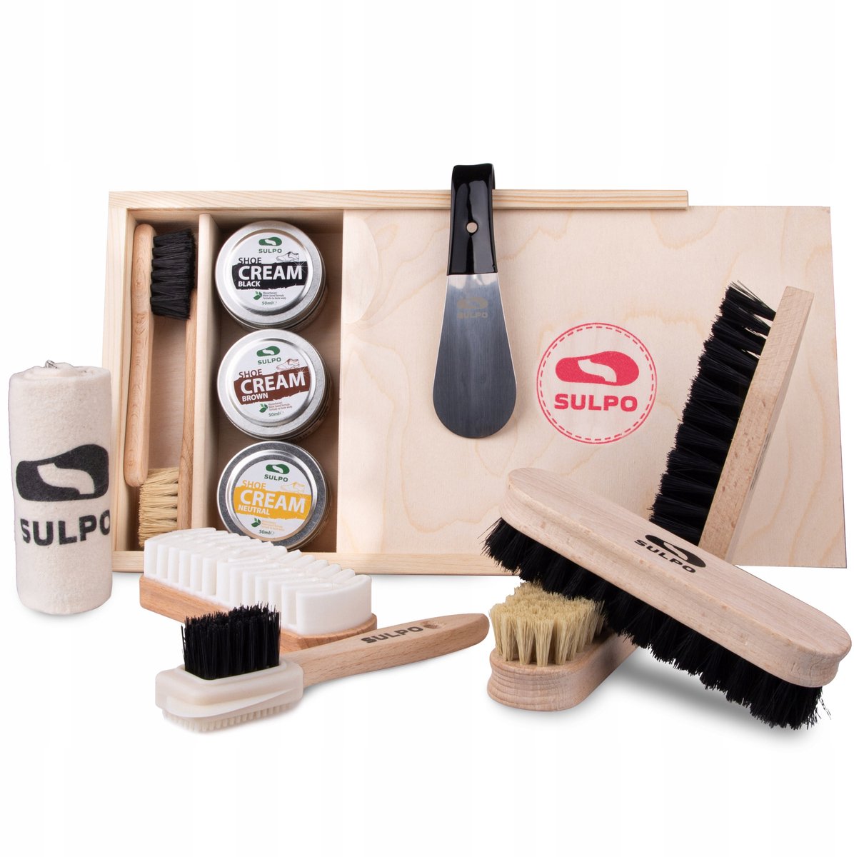 Luxe Schoenpoets Set met Houten Kist: Borstels & Schoenpoets