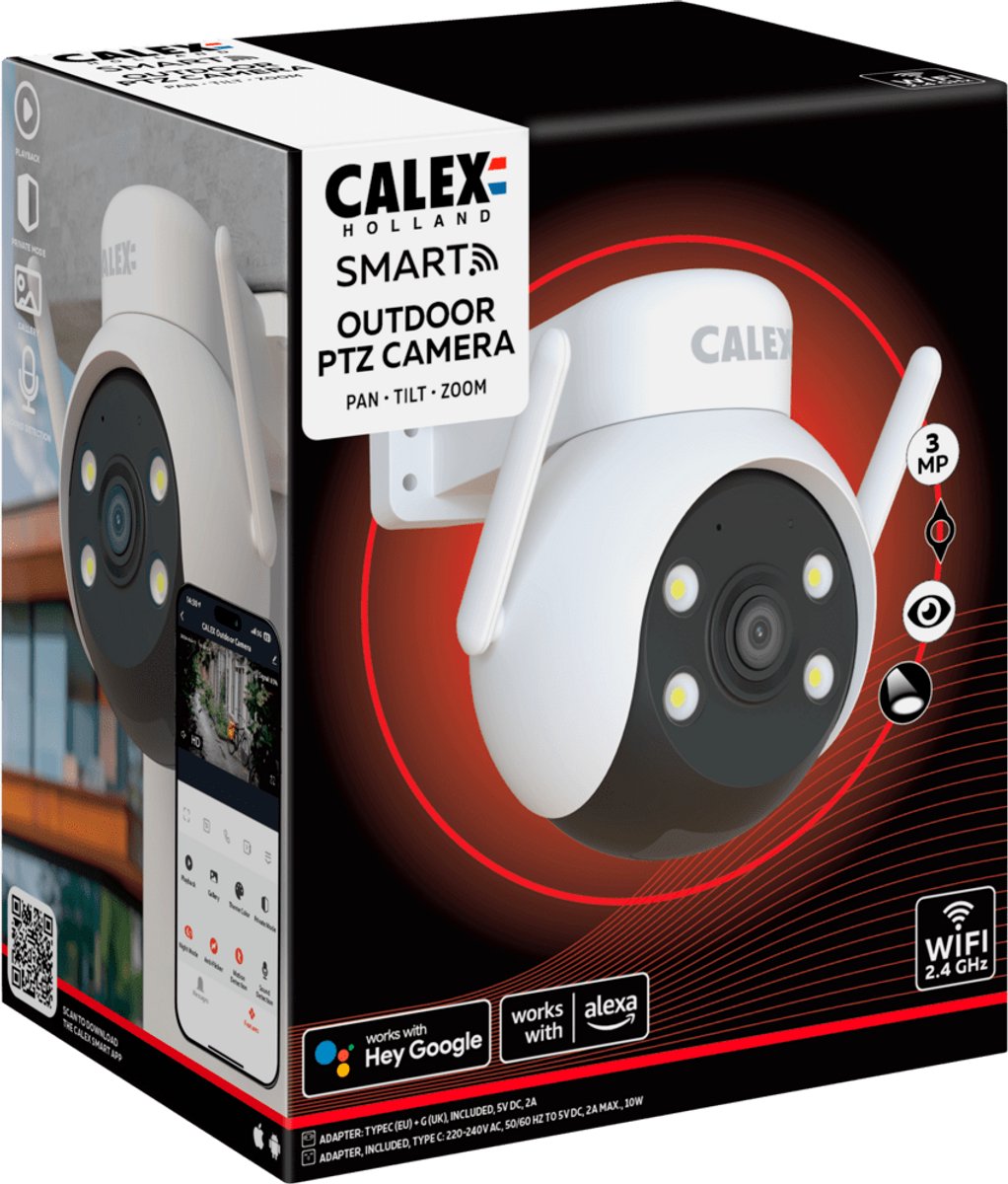 Calex Beveiligingscamera voor Buiten - 2K - Pan Tilt - Slimme Bewakingscamera met Nachtzicht - Bewegingsdetectie & 2‑weg Audio - Wit – foto 8