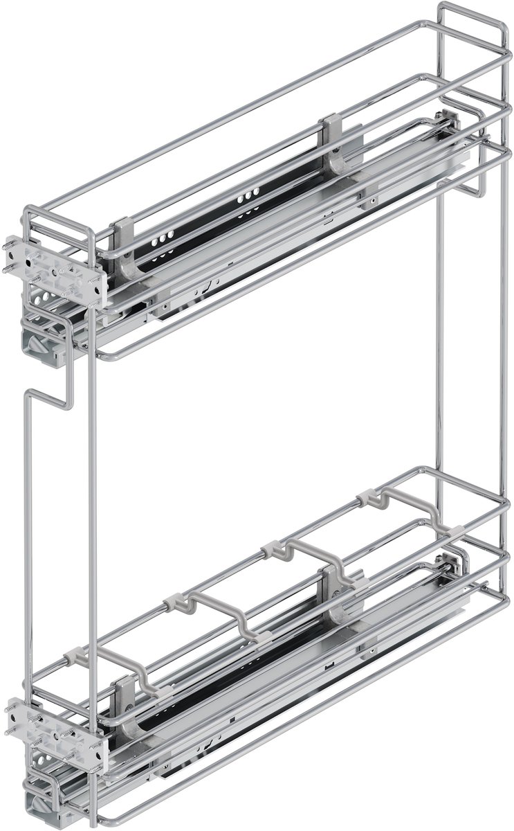 Emuca Suprastar uitschuifbaar flessenrek met zachte sluiting, module 150 mm, Staal, Verchroomd
