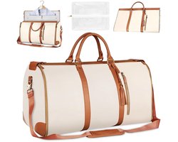 Sac de Voyage Plijbare, Sac Voyage Cabine, Sac de Sport Femme Etanche, Grande Reis tas, Sac Weekend Femme, Draagbare Duffle tas, Koffer Suspende 2 in 1, Sac de Vetement Plijbare Voyage (wit)