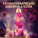 Bouteille d'adoucissant Silan Aromatherapy Magic Magnolia avec des fleurs et le texte 'Aromathérapie avec huiles essentielles'.