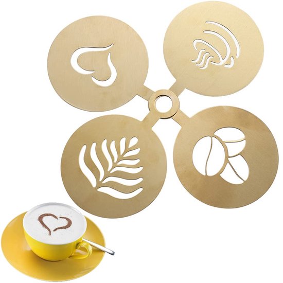 Pochoirs Café Pour Lattes, Cappuccino's et Art Latte, Gâteaux et Chocolat Chaud - 4 soorten