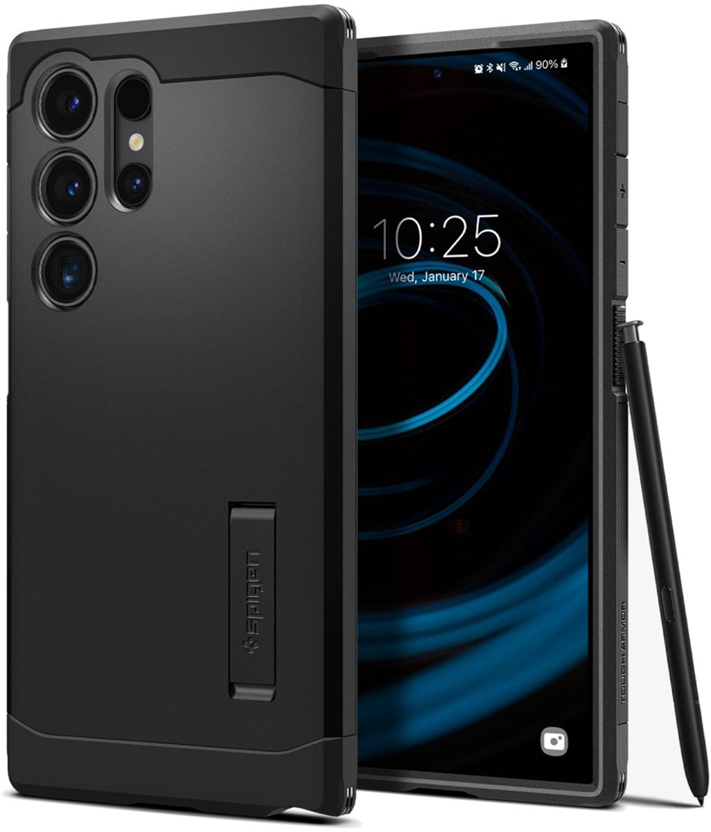 Spigen Hoesje geschikt voor Samsung Galaxy S24 Ultra - Tough Armor - Zwart