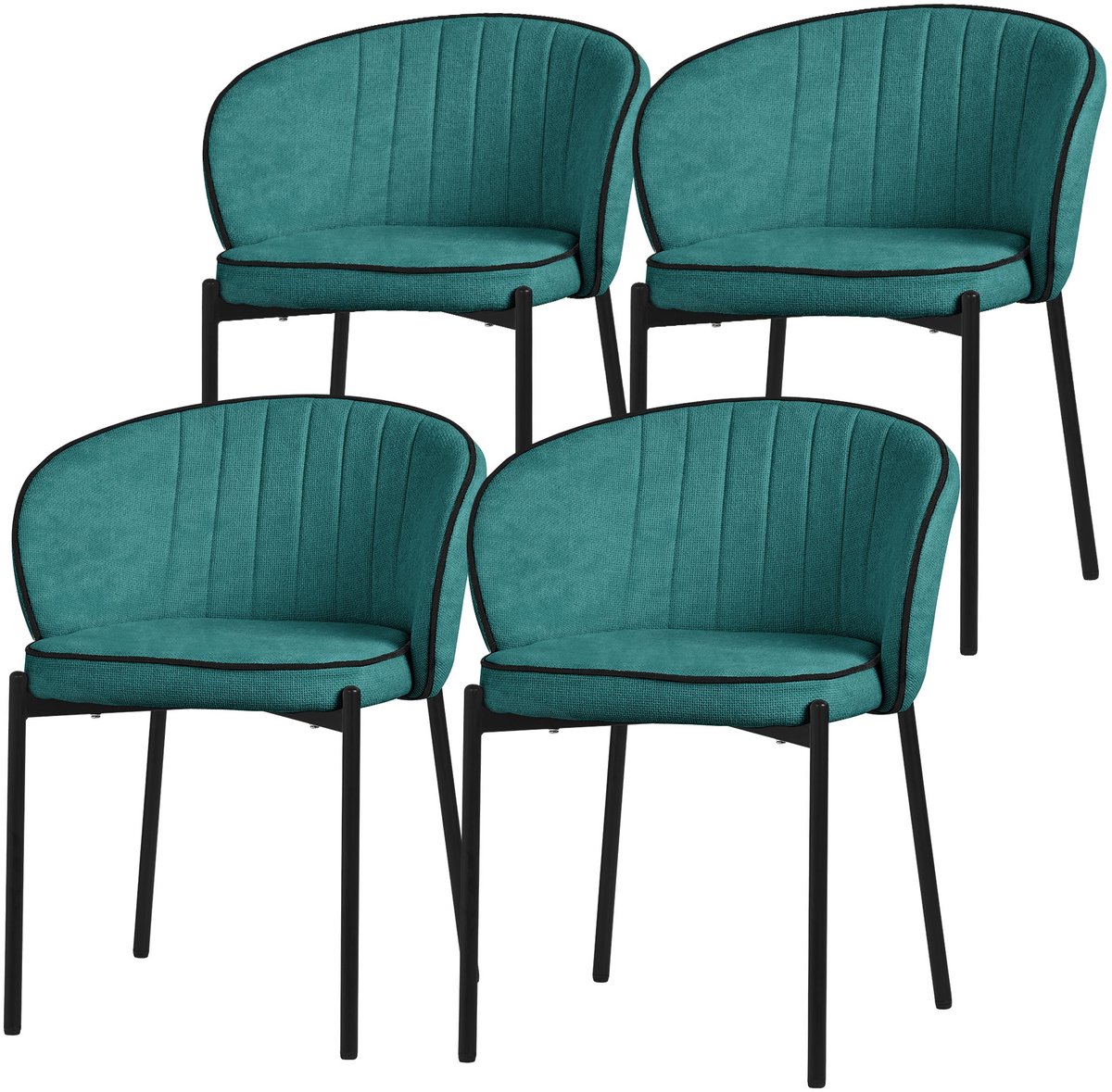 ml-design eetkamerstoelen set 4 stuks benzine gestoffeerde stoelen metalen poten comfortabele moderne dining chairs zachte zitting ergonomische rugleuning voor keuken eettafel woonkamer scandinavisch design eethoek zitstoel set stoelen Petrol