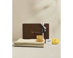 Wellness Cadeaubox met Wafelhanddoek, Zeespons, Bijenwaskaars & Natuurlijke Zeep – Luxe Giftset – Natuurlijk & Duurzaam