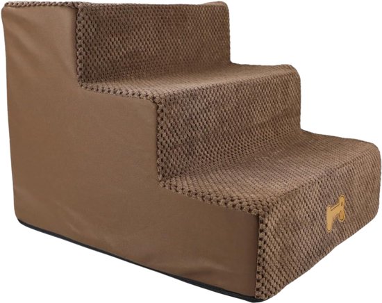 Huisdierentrap voor kleine honden en katten, 4 treden, 50 cm hoog, hondentrap, kattentrap met afneembaar, wasbaar, draagbaar, huisdiertrap voor kleine honden