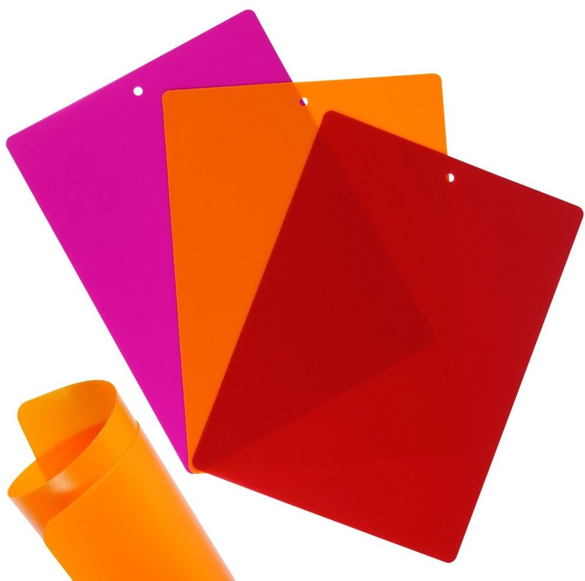 Orion Serie - Flexibele Snijplankenset - 38x28 cm - 3 stuks - Kleuren: Rood, Oranje, Roze