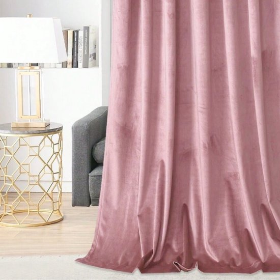 More&Deco - Velours Gordijn - Roze - 250x140 cm - Klaar om op te hangen — afbeelding 3